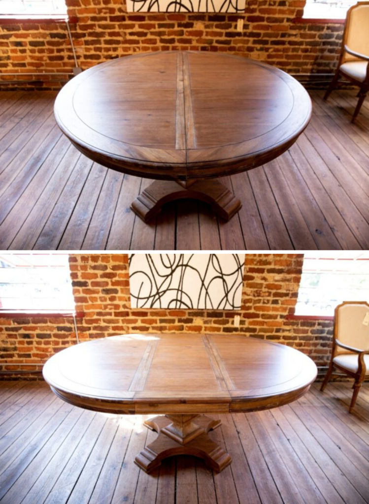 circle dining table, Simply Amish Parkdale wood furniture