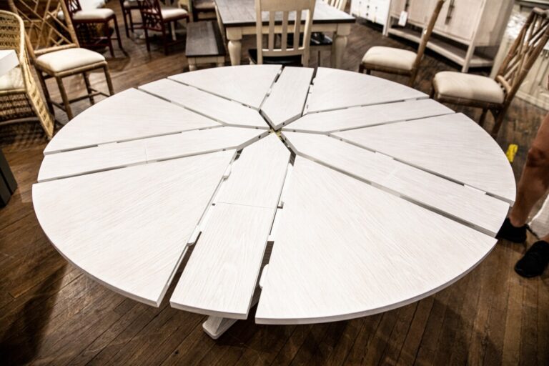 white wood expandable dining table