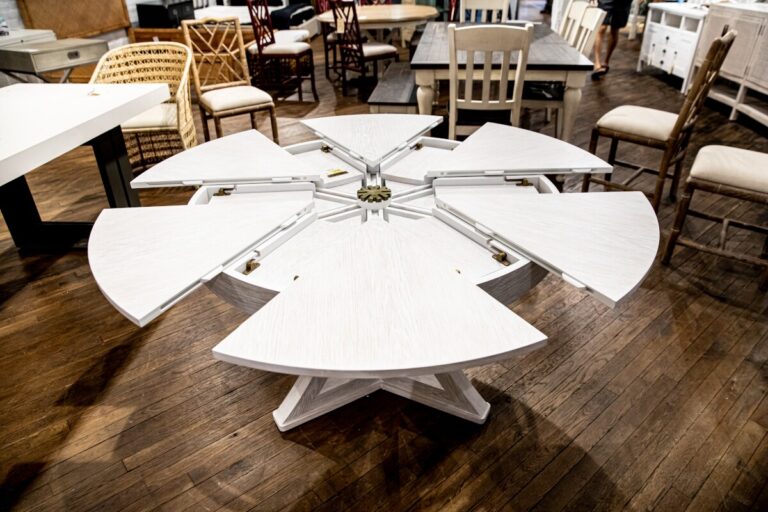 white wood expandable dining table