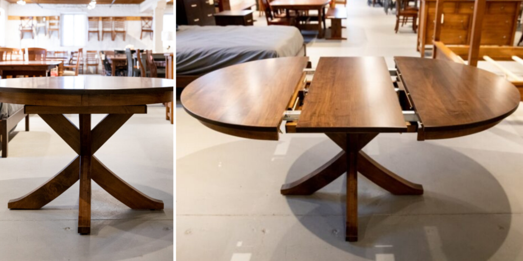 circle dining table, Simply Amish Parkdale wood furniture