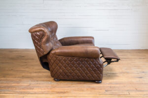 brown leather recliner from the side