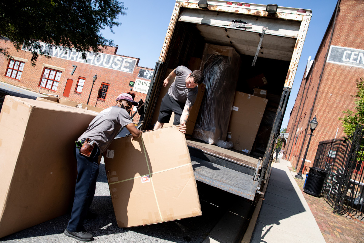 Loading a delivery truck