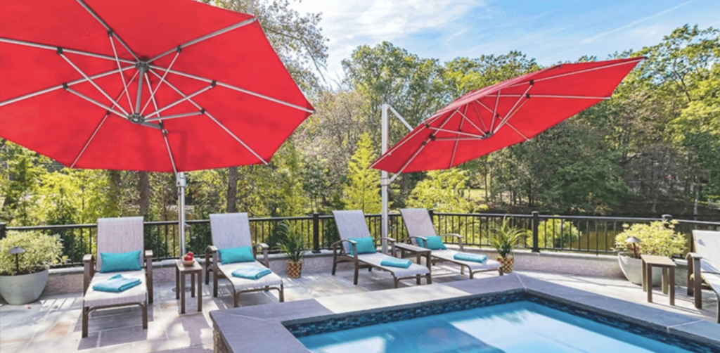 frankford umbrellas, red outdoor umbrellas