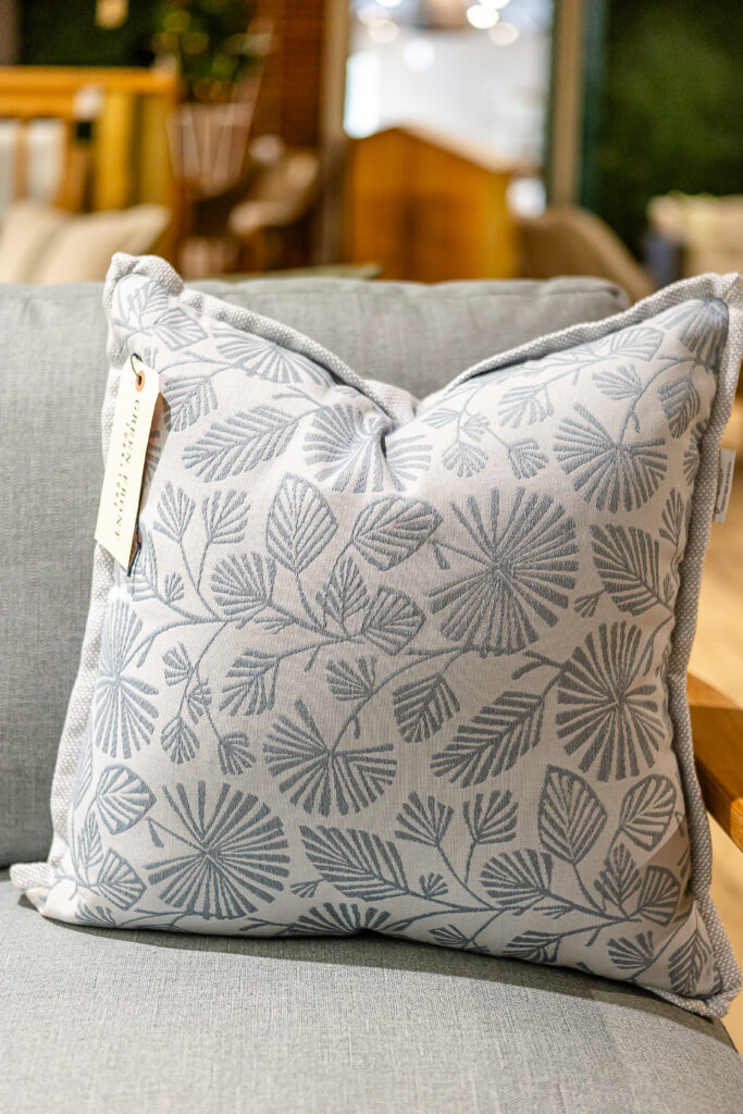 Classic palm design pillow from Green Front Furniture home decor selection